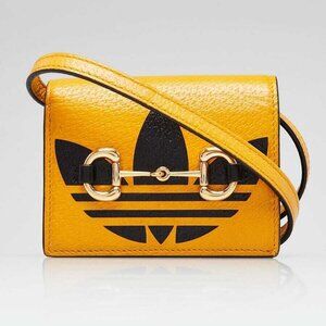 Gucci x Adidas Yellow/Black Leather 1955 Horsebit Card Holder Mini Crossbody Bag